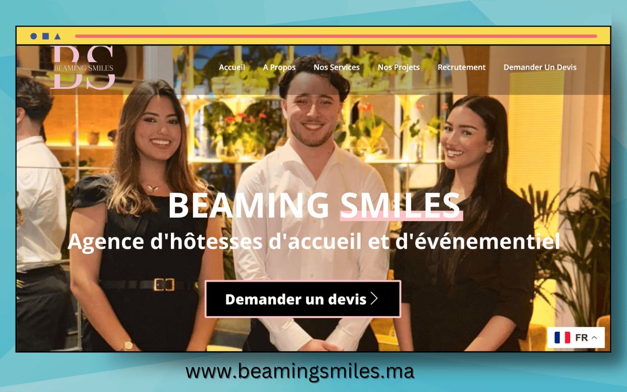 Aperçu du site web Beaming Smiles réalisé par l'Agence digitale · Casablanca